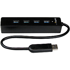 StarTech 4 Port Portable Superspeed Usb 3.0 Hub With Built-in Cable - Four Port External Usb 3 Hub - 4 Port Mini Usb Hub (5gbps) (ST4300PBU3)