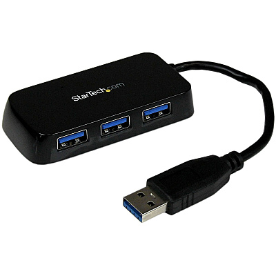 StarTech Portable 4 Port Mini Usb 3.0 Hub - Black (ST4300MINU3B)