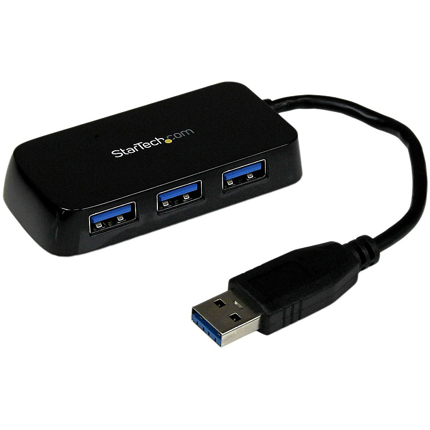 StarTech Portable 4 Port Mini Usb 3.0 Hub - Black (ST4300MINU3B)