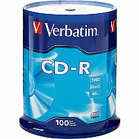 Verbatim CD-R 700MB 52X with Branded Surface - 100pk Spindle (VER94554)