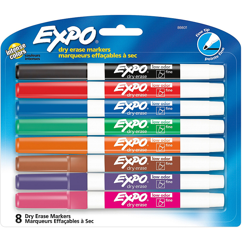 EXPO Low-Odor Dry-erase Fine Tip Markers (SAN86601)