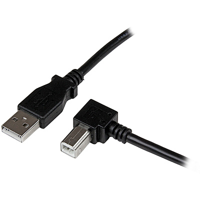 StarTech 2m Usb 2.0 A To Right Angle B Cable Cord - 2 M Usb Printer Cable - Right Angle Usb B Cable - 1x Usb 'a' (m), 1x Usb 'b' (m) - Black (USBAB2MR)