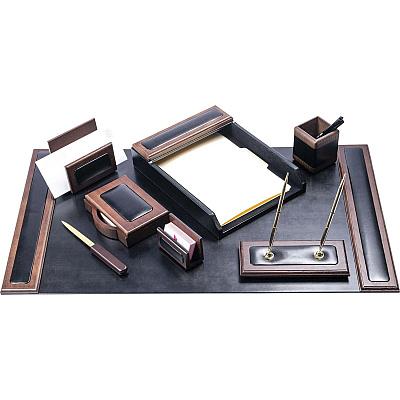Dacasso Walnut & Leather Desk Set (D8412)