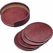 Dacasso Leather Coasters - Set of 4 with Holder (A3045)