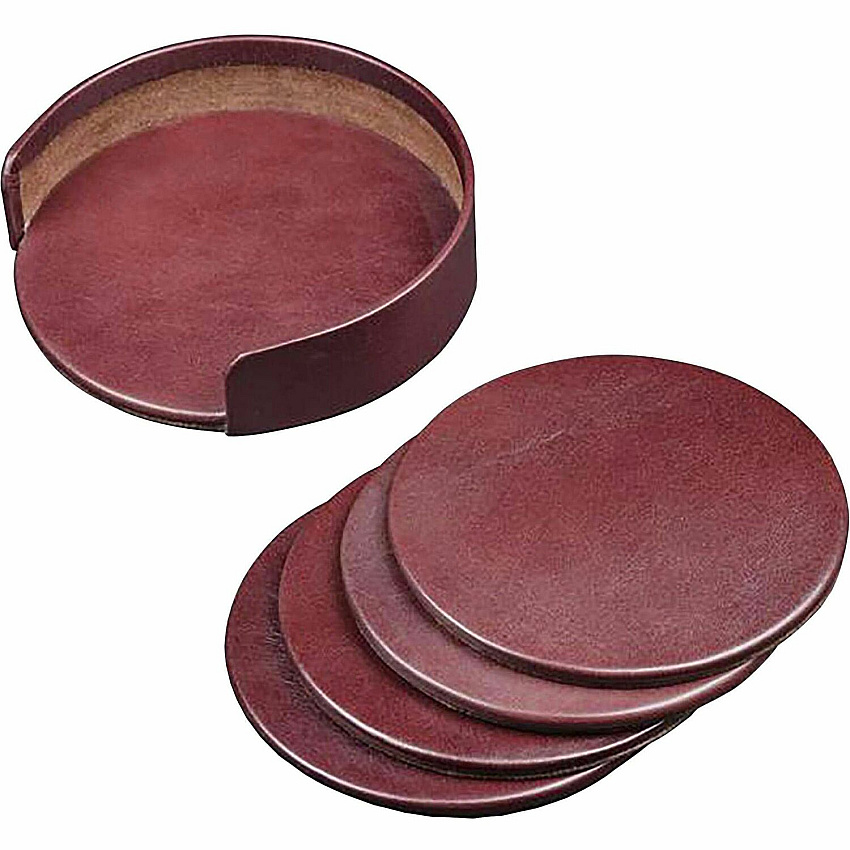 Dacasso Leather Coasters - Set of 4 with Holder (A3045)