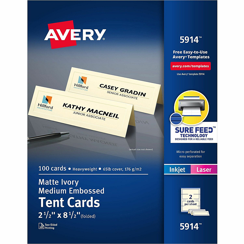 Avery Sure Feed Embossed Tent Cards (AVE5914)