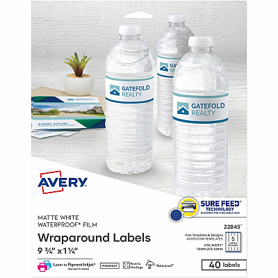 Avery Durable White Wraparound Labels9¾" x 1¼" (AVE22845)