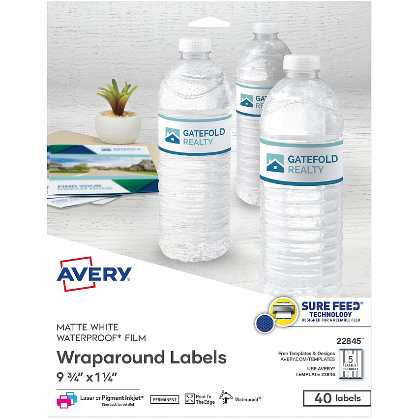 Avery Durable White Wraparound Labels9¾" x 1¼" (AVE22845)