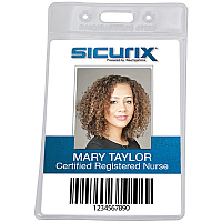 SICURIX Vinyl Punched ID Badge Holders - Vertical (BAU67825)