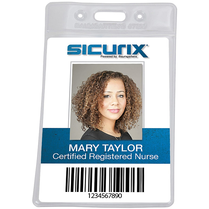 SICURIX Vinyl Punched ID Badge Holders - Vertical (BAU67825)