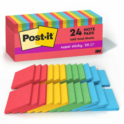 Post-it Super Sticky Notes Cabinet Pack - Playful Primaries Color Collection (65424SSANCP)