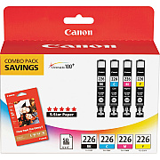 Canon CLI-226 Original Ink Cartridge/Paper Kit (CNMCLI226BCMY)