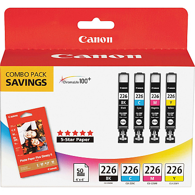 Canon CLI-226 Original Ink Cartridge/Paper Kit (CNMCLI226BCMY)
