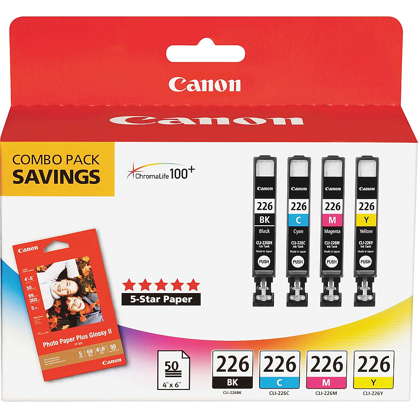 Canon CLI-226 Original Ink Cartridge/Paper Kit (CNMCLI226BCMY)