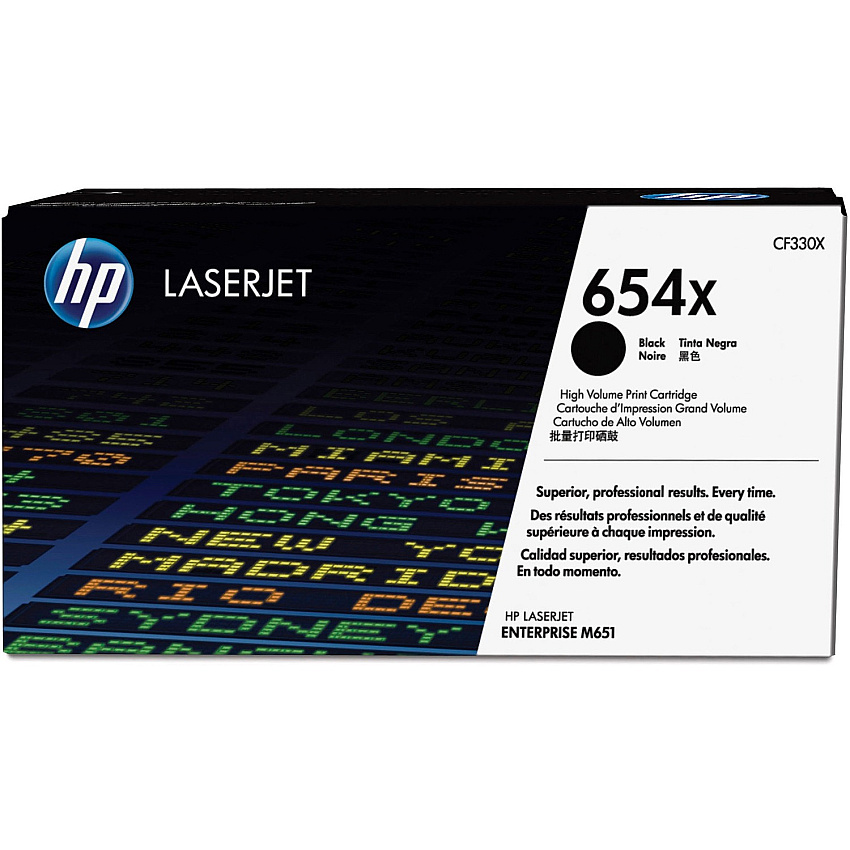 HP 654X (HEWCF330X) Original High Yield Laser Toner Cartridge - Single Pack - Black - 1 Each
