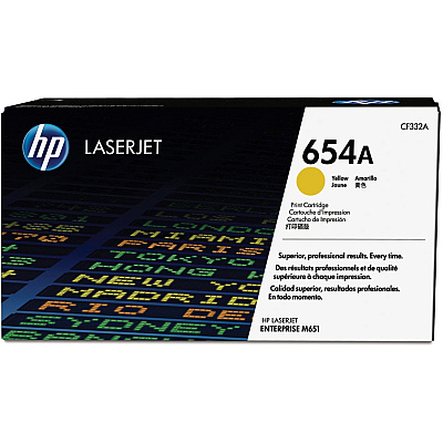 HP 654A (HEWCF332A) Original Laser Toner Cartridge - Single Pack - Yellow - 1 Each