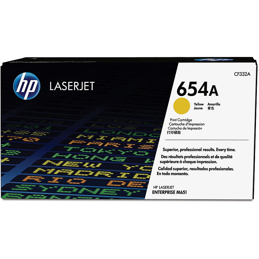 HP 654A (HEWCF332A) Original Laser Toner Cartridge - Single Pack - Yellow - 1 Each