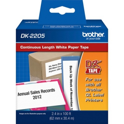 Brother DK2205 - Continuous Length White Film Paper Tape