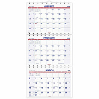 AT-A-GLANCE Move-A-Page Three-Month Wall Calendar, 12 x 27, White/Red/Blue Sheets, 15-Month: Dec 2025 to Feb 2027 (PMLF1128)