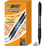 BIC Soft Feel Retractable Ball Point Pen Medium, Assorted, 36 Pack (BICSCSM361AST)