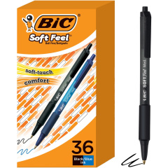 BIC Soft Feel Retractable Ball Point Pen Medium, Assorted, 36 Pack (SCSM361AST)