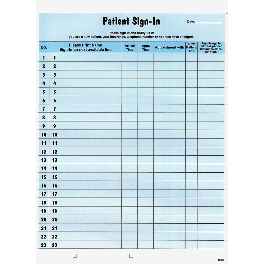 Tabbies Patient Sign-In Label Forms (TAB14531)