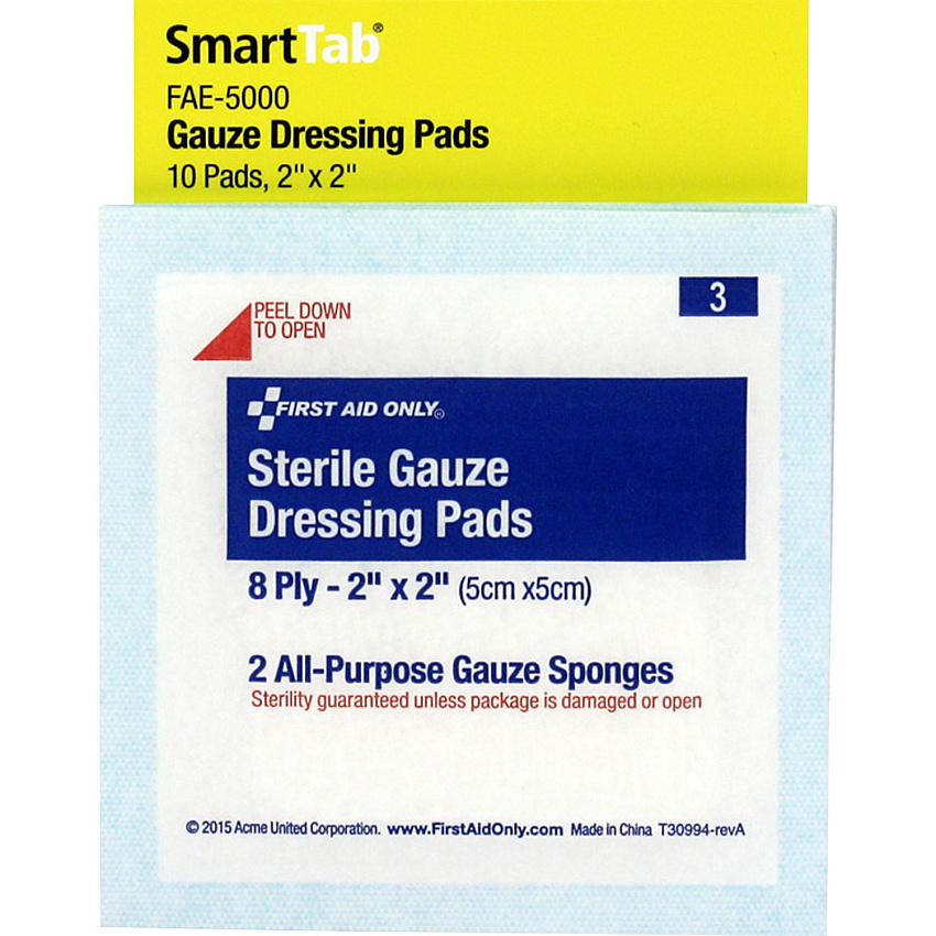 First Aid Only Sterile Gauze Dressing Pads (FAOFAE5000)