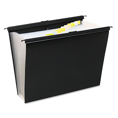 Wilson Jones Slide-Bar Expanding Pocket File, 13 Sections, 15" Capacity, Letter Size, Black (WLJ68205)