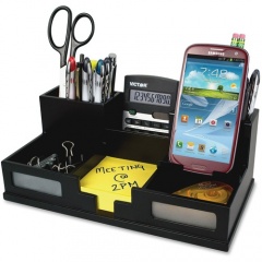Victor 9525-5 Midnight Black Desk Organizer with Smart Phone Holder