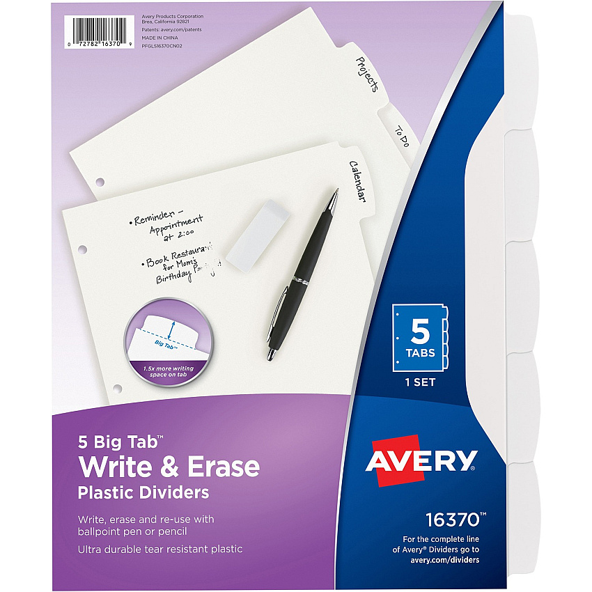 Avery Big Tab Write & Erase Dividers (AVE16370)