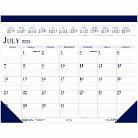 House of Doolittle Recycled Academic Desk Pad Calendar, 18.5 x 13, White/Blue Sheets, Blue Binding/Corners, 14-Month: July 2025 to Aug 2026 (1556)