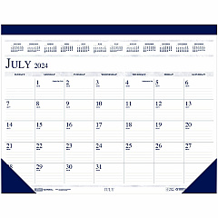 House of Doolittle Recycled Academic Desk Pad Calendar, 18.5 x 13, White/Blue Sheets, Blue Binding/Corners, 14-Month: July 2025 to Aug 2026 (1556)