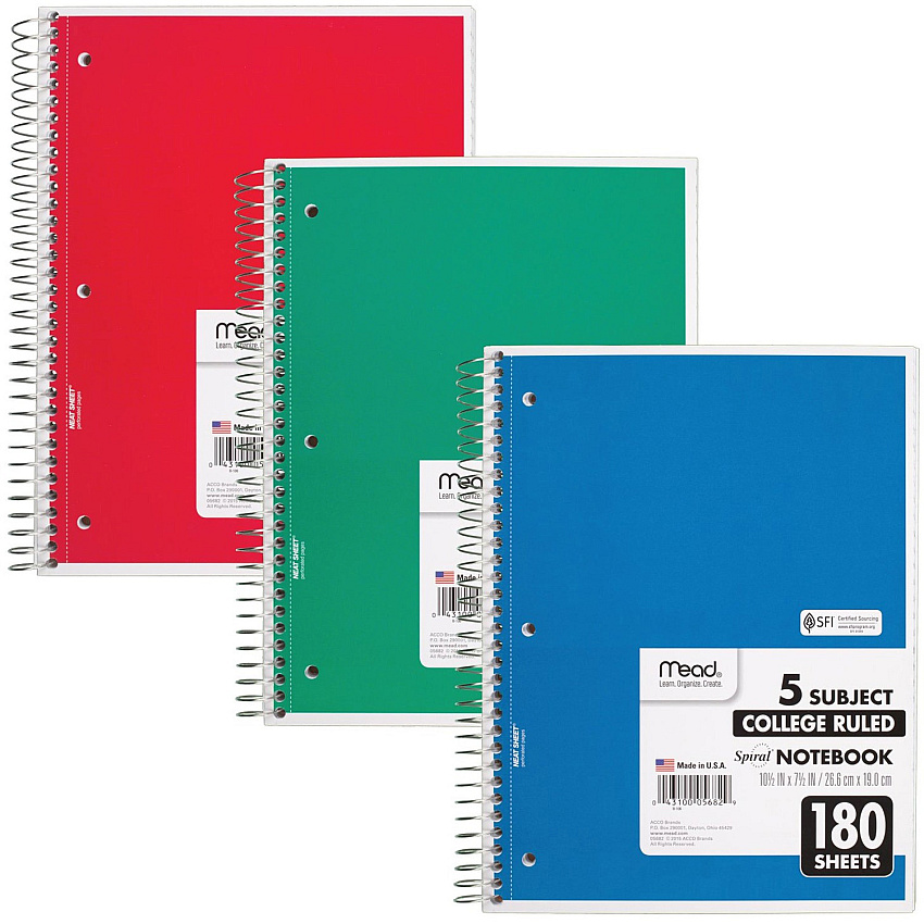 Mead 5-subject Spiral Notebook (MEA05682)
