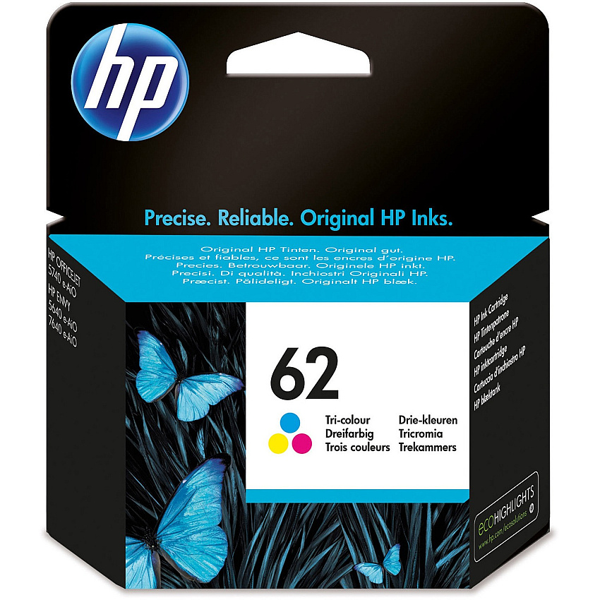 HP 62 (HEWC2P06AN) Original Inkjet Ink Cartridge - Cyan, Magenta, Yellow - 1 Each