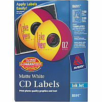 Avery Clear CD/DVD Inkjet Matte Labels (AVE8691)