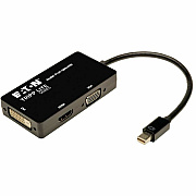 Eaton Tripp Lite Series Keyspan Mini DisplayPort to VGA/DVI/HDMI All-in-One Adapter Video Converter, Black, 6 in. (P13706NHDV)