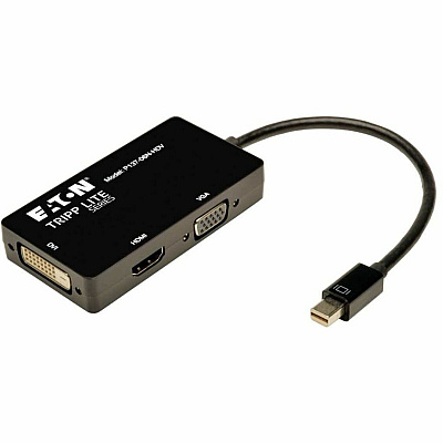 Eaton Tripp Lite Series Keyspan Mini DisplayPort to VGA/DVI/HDMI All-in-One Adapter Video Converter, Black, 6 in. (P13706NHDV)