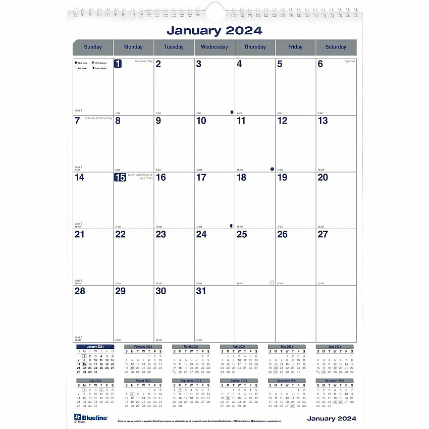 Blueline Net Zero Carbon Wall Calendar (C171303)