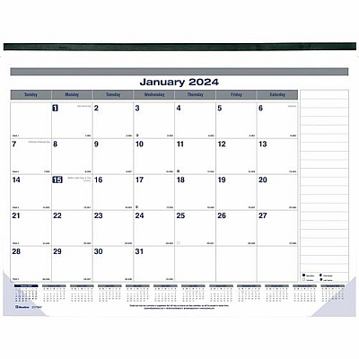 Blueline Net Zero Carbon Monthly Desk Pad Calendar, 22 x 17, White/Gray/Blue Sheets, Black Binding, 12-Month (Jan to Dec): 2026 (C177847)
