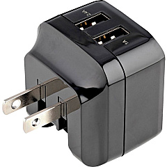 StarTech Dual Port Usb Wall Charger High Power 17 Watt / 3.4 Amp (1a & 2.4a) Travel C (USB2PACBK)