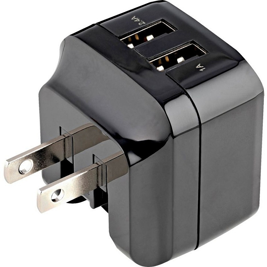 StarTech Dual Port Usb Wall Charger High Power 17 Watt / 3.4 Amp (1a & 2.4a) Travel C (USB2PACBK)