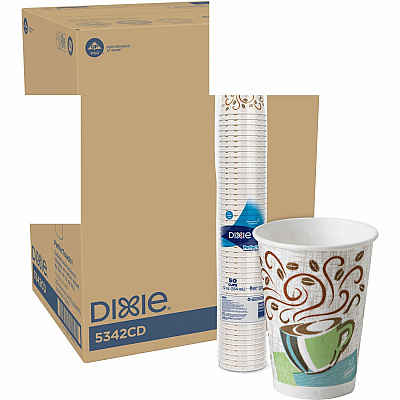Dixie PerfecTouch 12 oz Insulated Paper Hot Coffee Cups by GP Pro (DXE5342CD)
