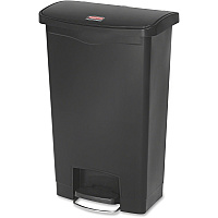 Rubbermaid Commercial Slim Jim Black 13G Front Step Can (RCP1883611)