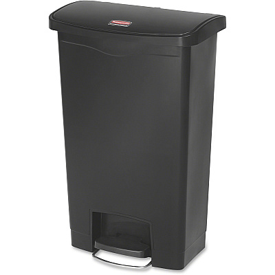 Rubbermaid Commercial Slim Jim Black 13G Front Step Can (RCP1883611)