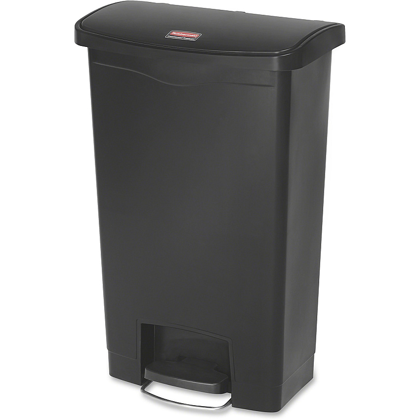 Rubbermaid Commercial Slim Jim Black 13G Front Step Can (RCP1883611)