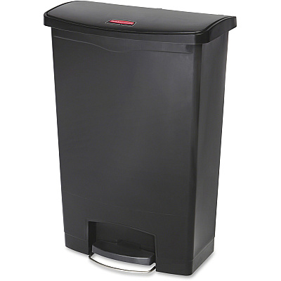 Rubbermaid Commercial Slim Jim Black 24G Front Step Can (RCP1883615)