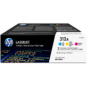 HP 312A (HEWCF440AM) Original Standard Yield Laser Toner Cartridge - Tri-pack - Cyan, Magenta, Yellow - 3 / Carton