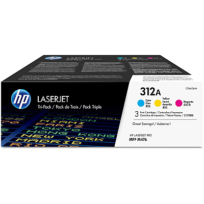 HP 312A (HEWCF440AM) Original Standard Yield Laser Toner Cartridge - Tri-pack - Cyan, Magenta, Yellow - 3 / Carton