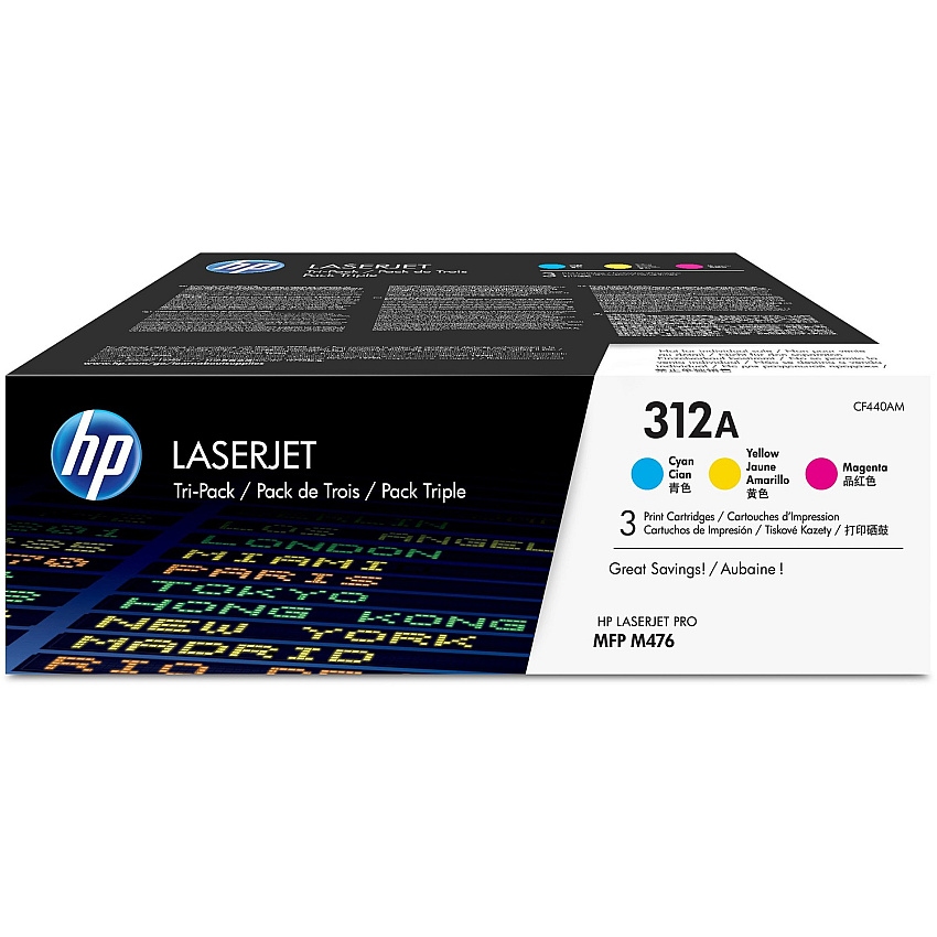 HP 312A (HEWCF440AM) Original Standard Yield Laser Toner Cartridge - Tri-pack - Cyan, Magenta, Yellow - 3 / Carton