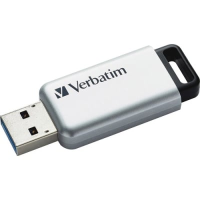 Verbatim 64GB Store 'n' Go Secure Pro USB 3.0 Flash Drive with AES 256 Hardware Encryption - Silver (98666)